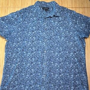 Marc Anthony Navy Floral Button Down Shirt